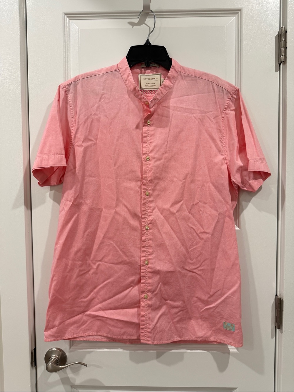 NWOT Scotch & Soda Men’s Light Pink Short Sleeve Button Up Oxford Shirt sz XL